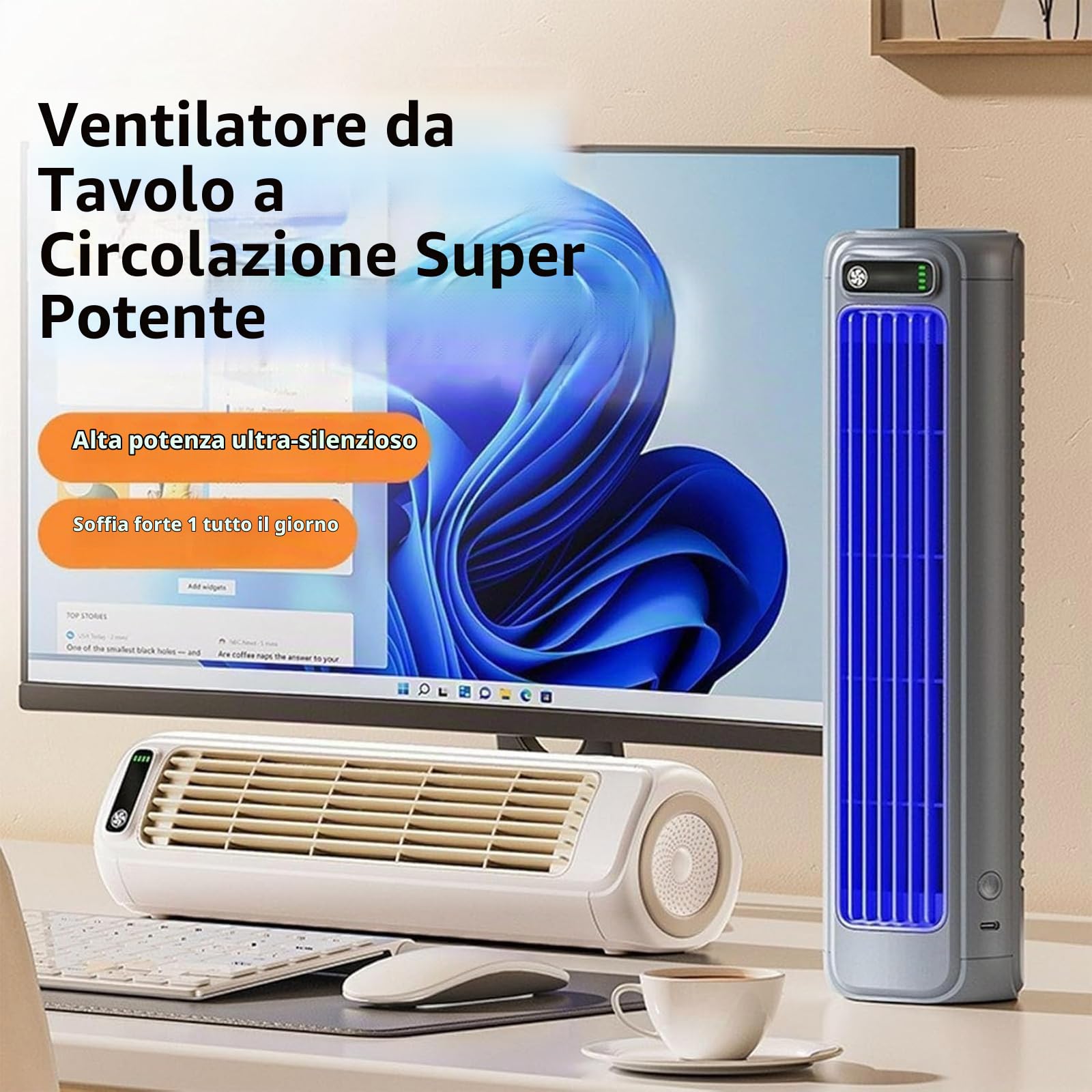 Condizionatore Portatile 2026 Cooling Ace, Condizionatore D'aria Cooling Ace, Ventilatore Raffreddante Portatile Con 3 Velocità E Schermo Touch Led, Ricarica Usb, Raffrescatore D'aria