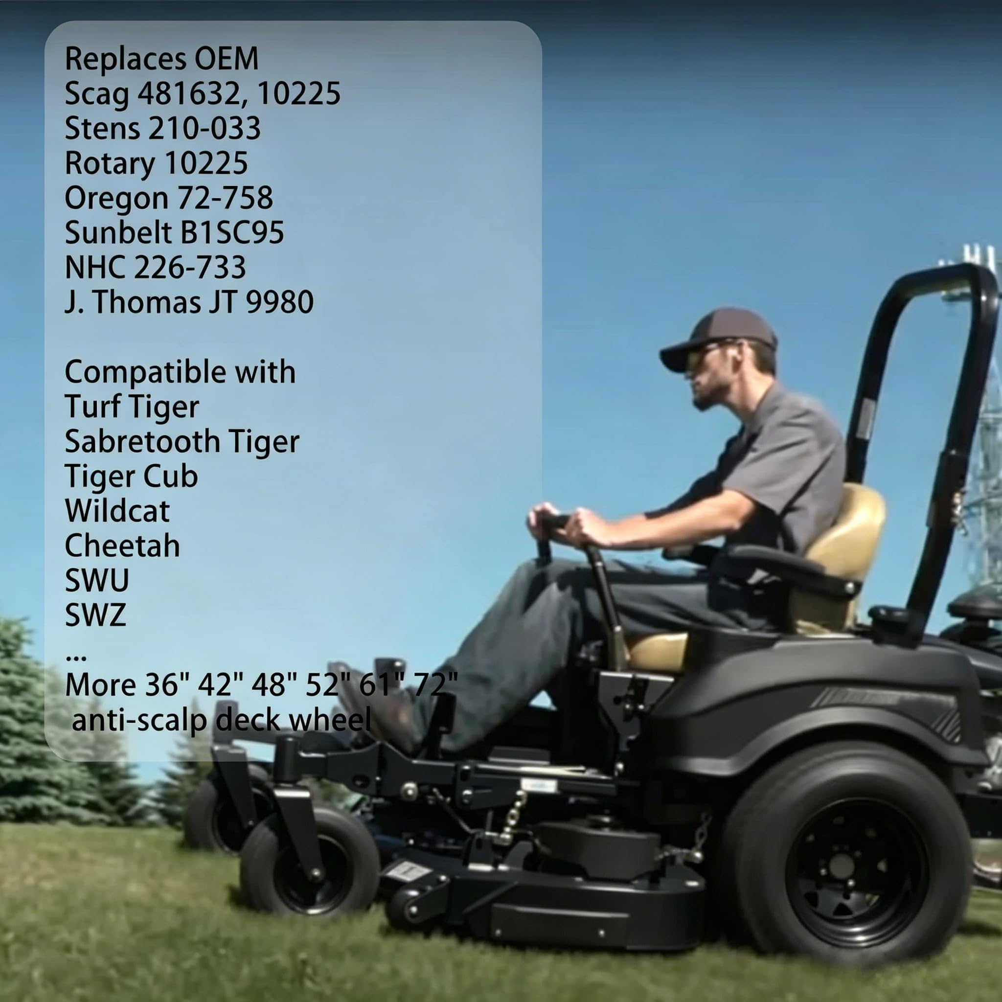 Rueda de cubierta anticuero cabelludo 6 piezas compatible con Scag Turf Tiger Cat Wildcat Cub Parte # 481632, 10225, 210-033
