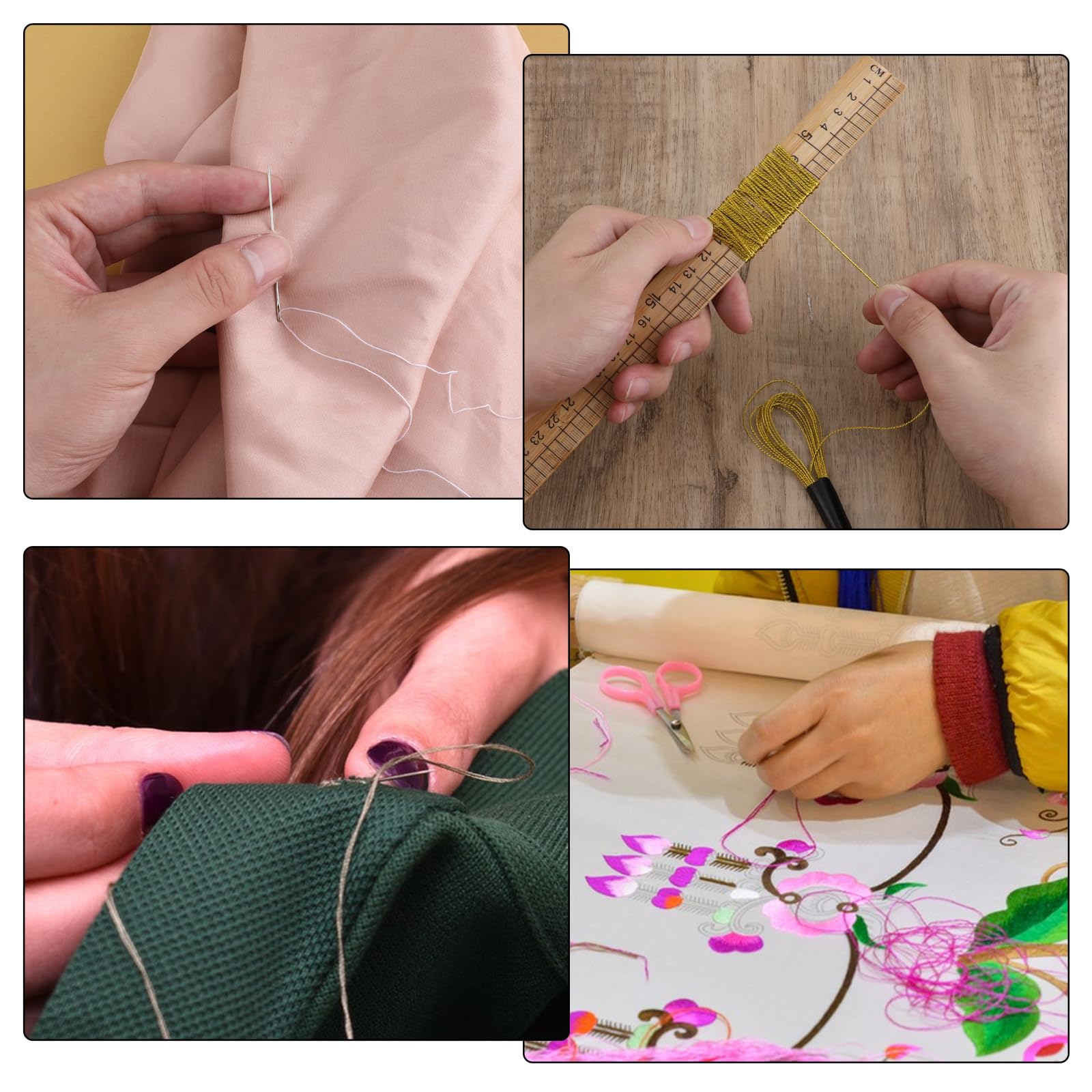 24 hilos de bordado metálico, hilo de punto de cruz con purpurina, hilo de bordar premium, hilo de poliéster para pulseras de la amistad, manualidades, punto de cruz