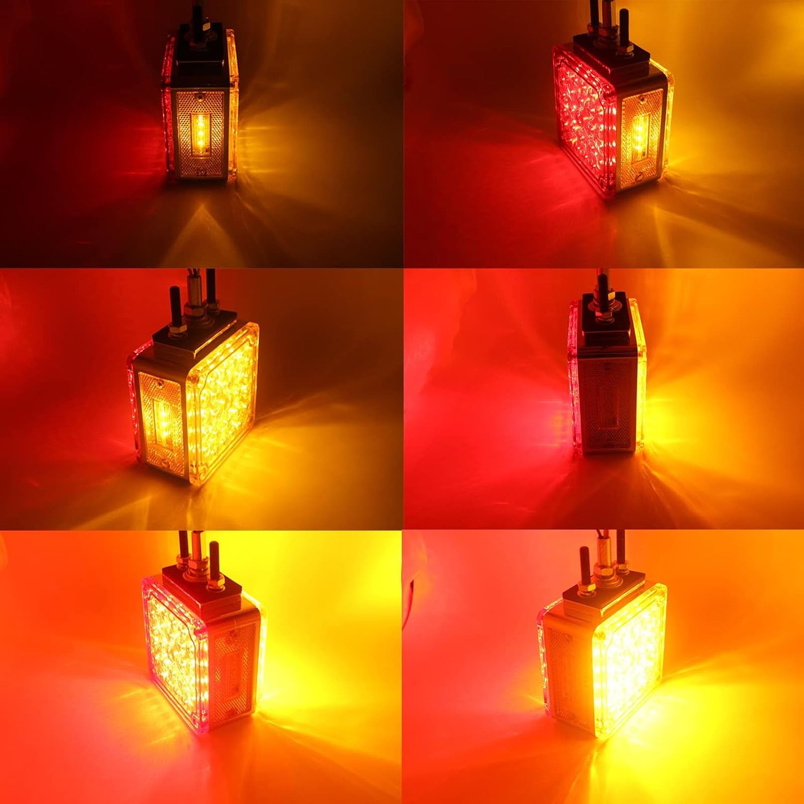 60 LED Czerwona Lampa Tylna Przyczepy z Podwójnym Wspornikiem Podstawy, Zintegrowany sygnał Hamowania i Skrętu, Wodoodporna Konstrukcja Uszczelniająca do Przyczepy, Ciężarówki,