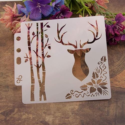 Plantillas de pintura de plástico PET de diseño hueco de ciervos, perfectas para diseño textil, decoración de pared, ventana, papel, álbumes de