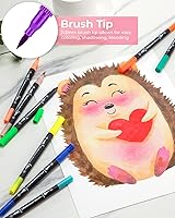 Vista 8 de Ohuhu 24 Colors Watercolor Brush Markers + 60 Primary Colors Coloring Marker Dual Tips (Brush tip & Fine tip)