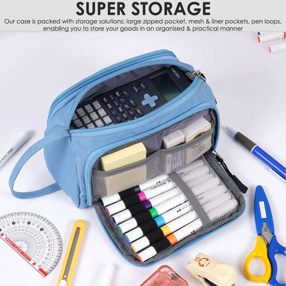 SharkByte Large Pencil Case for Girls Boys Big Capacity Pencil Cases Bag - Image 3