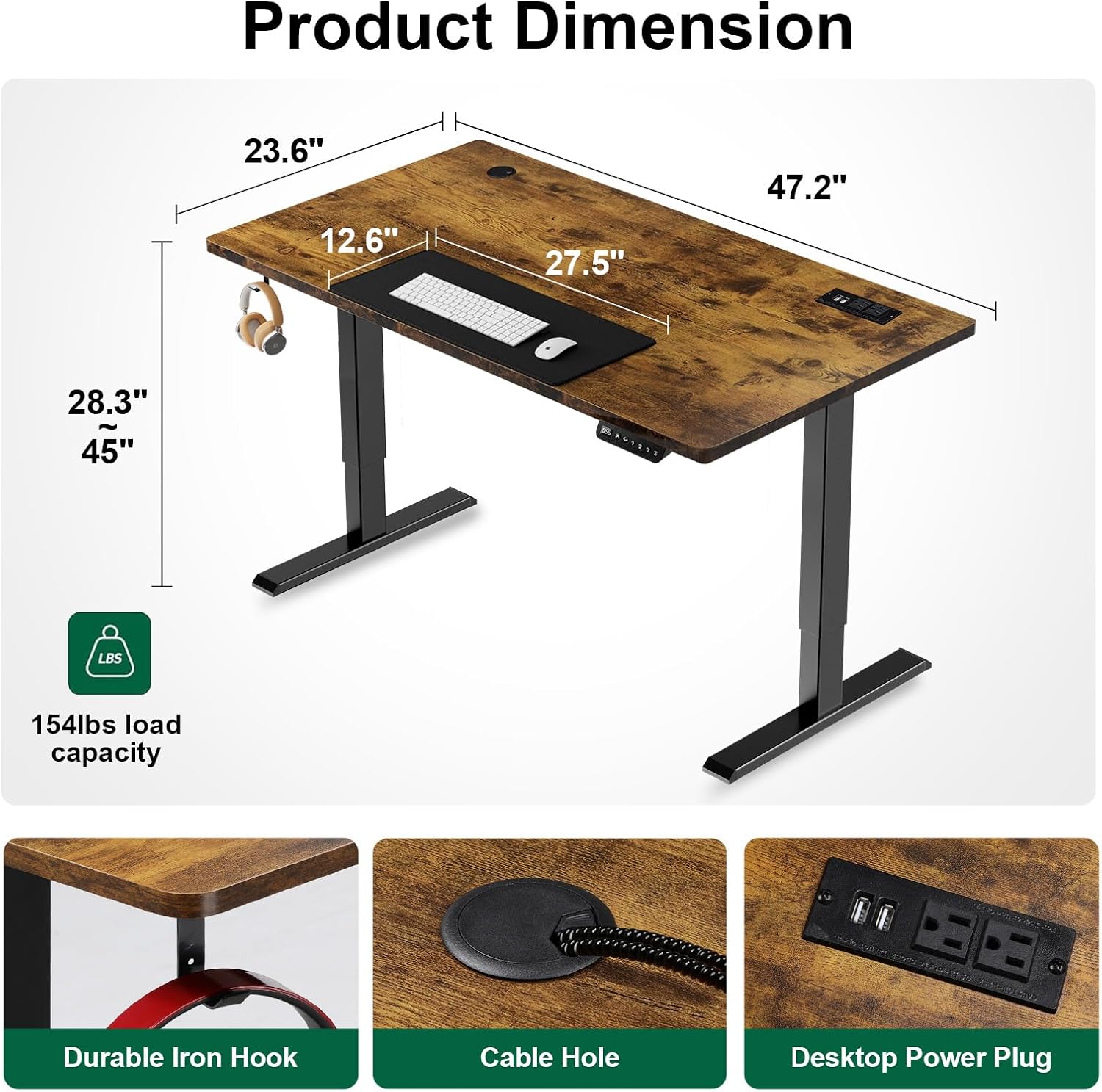 COMHOMA Small Standing Desk Adjustable Height & Tiltable Tabletop, Mobile Stand Up Desk for Laptop, Portable Computer Table for Home Office Work and Walking Pad Treadmill, Height 30.7"-46.4", Tan - 3