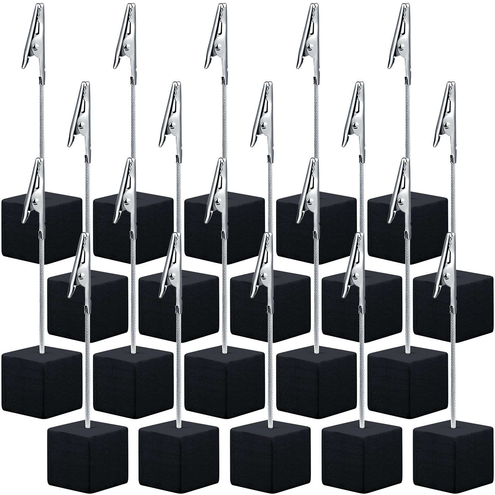 20 Pcs Cube Base Memo Clip Holder with Alligator Clip, Black