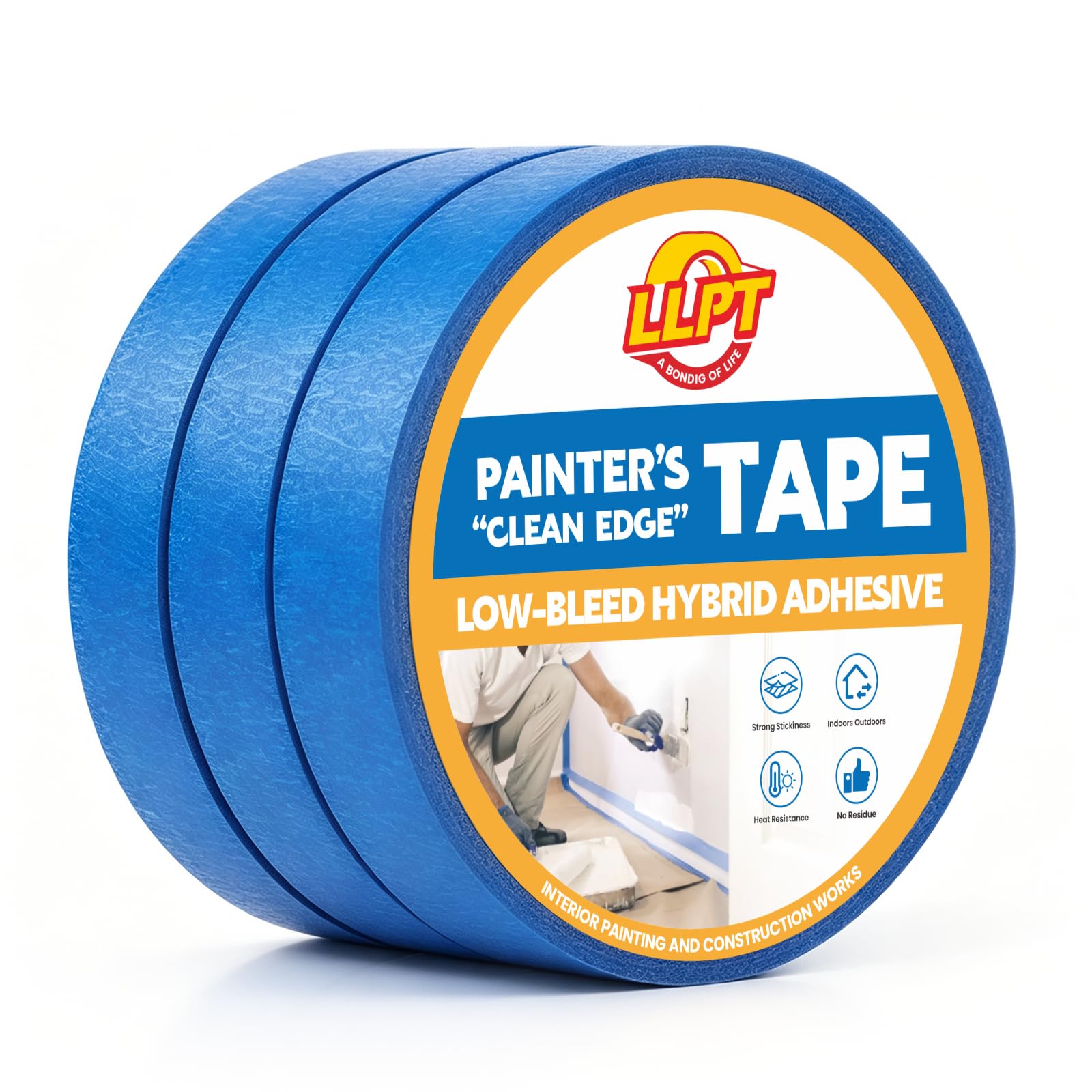 LLPT Painters Tape 24mm x 50m Multi Surface Masking Tape Blue 3 Packs