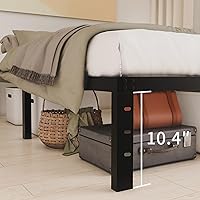 Vista 6 de Base de cama tamaño Queen de 12 pulgadas, no necesita somier, base de colchón de plataforma de metal resistente con listones de acero