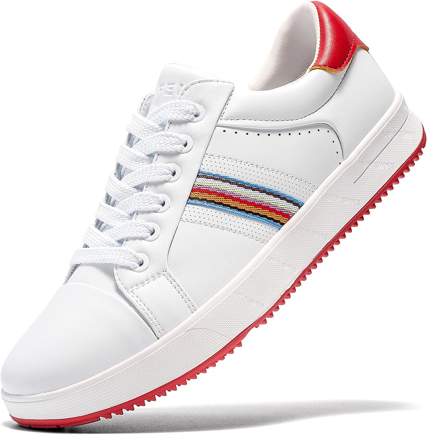 UOFEIY Men's Golf Shoes Professional Spikeless Leather Sneakers Non Slip Low Top Lightweight Breathable Waterproof Golf Club Training