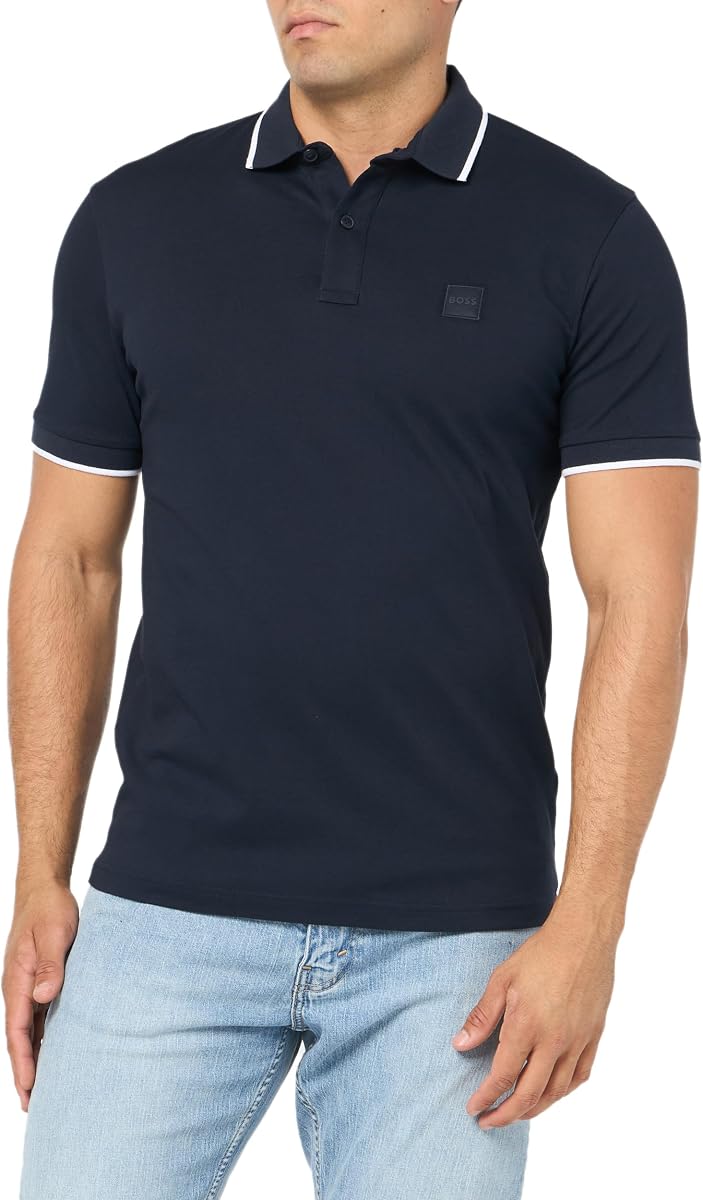 Men's Square Patch Logo Slim Fit Cotton Polo Shirt