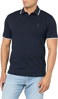 BOSS Mens Square Patch Logo Slim Fit Cotton Polo Shirt