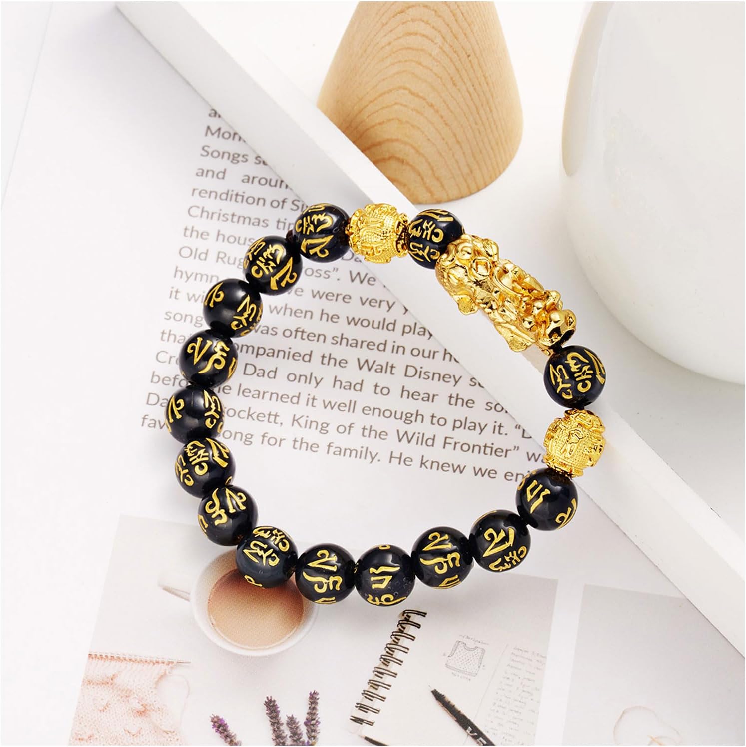 Choistily 2PCS FengShui Bracelets for Women Wealth And Luck Bracelet Black Obsidian Pixiu Wealth Bracelet FengShui Beaded Strand Bracelets for Women Men - Image 3