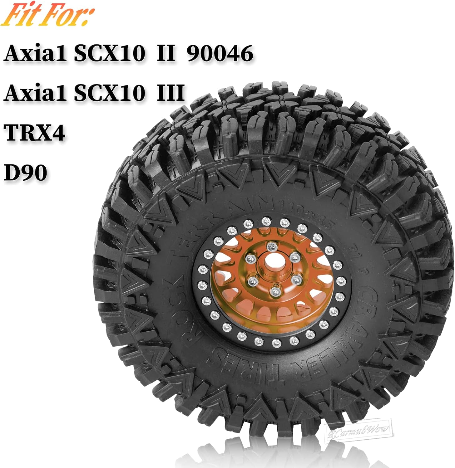 RC 1.9in Beadlock Wheels and Tires for 1/10 TRX4,Axia1 SCX10 II 90046 SCX10 III,D90 RC Crawler Car,Alloy 1.9in rc Beadlock Rims,Soft Rubber 1.9in rc Beadlock Tires,4pcs,Bronze