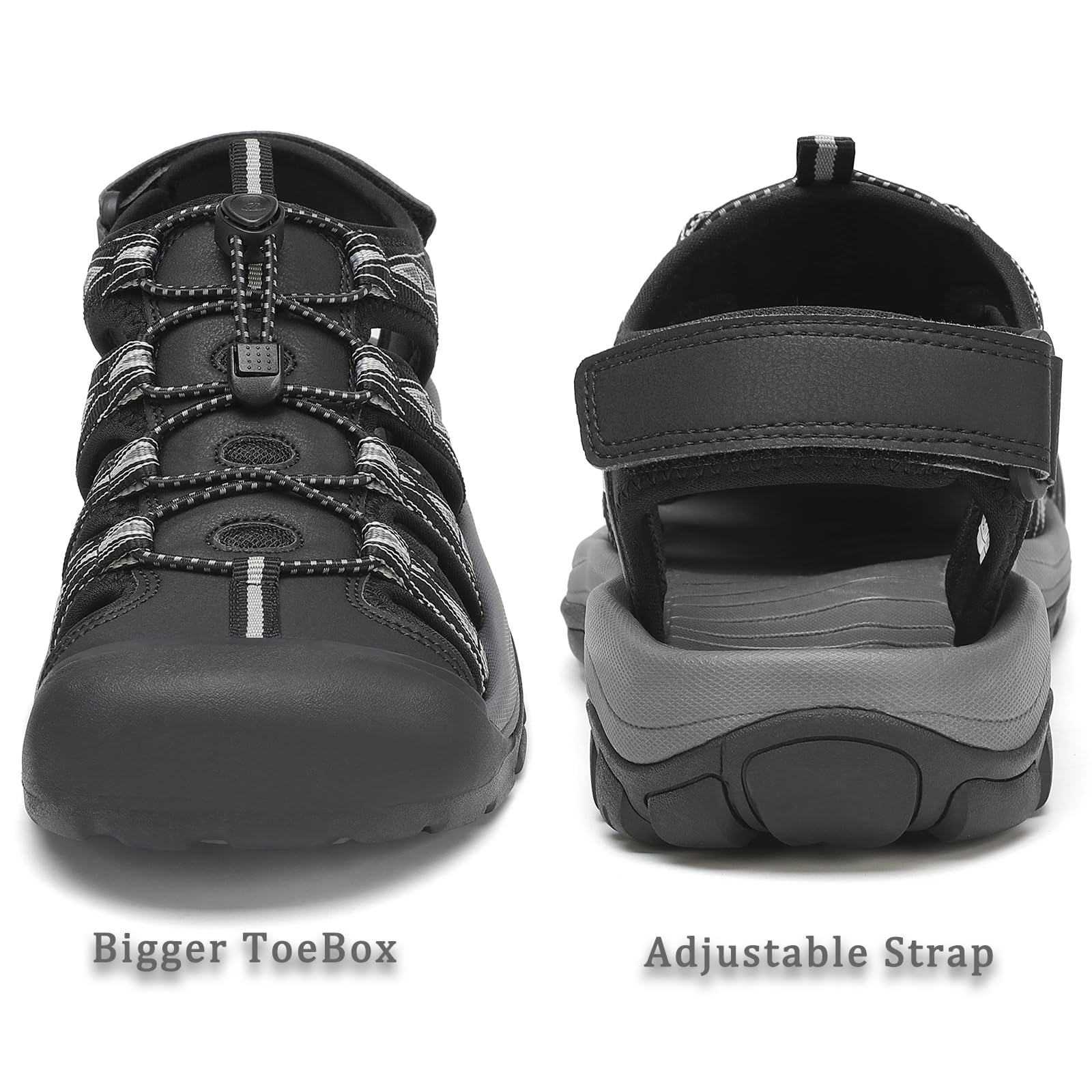 FLARUT Sandali Uomo Estivi all'aperto da Trekking Sportivi Punta Chiusa Scarpe Spiaggia Corsa Casual(Nero Bianco,45)