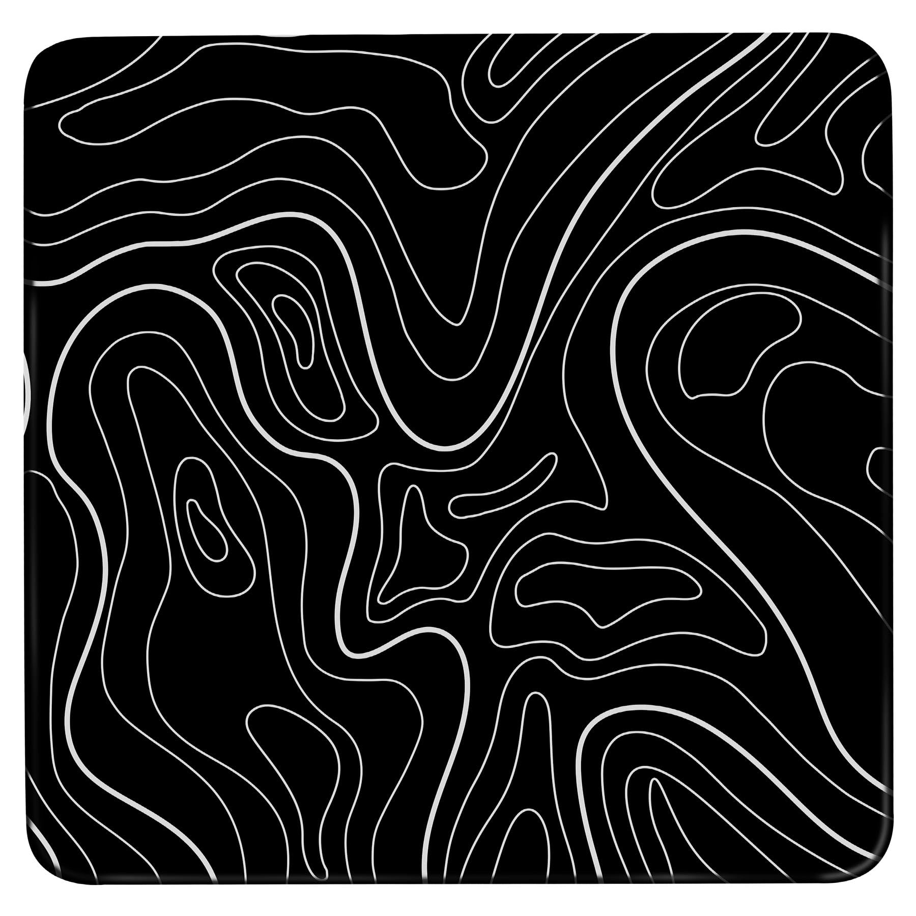 DAWNTREES Topographic Glass Gaming Mouse Pad,9.8''x9.8'',Suitable for Gaming, Work, Office, and Home Desktop Decoration(Black)