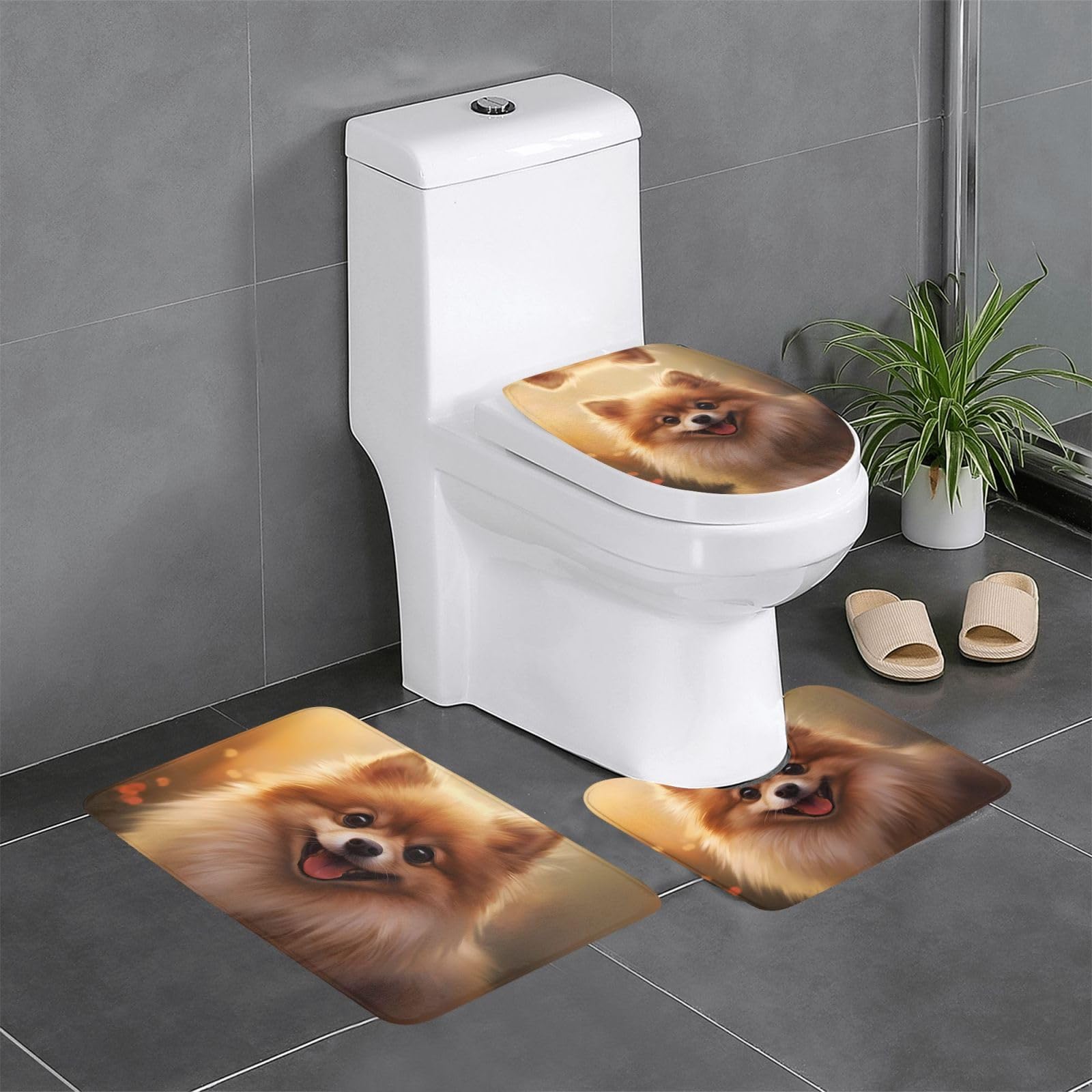Tapis de salle de bain antidérapants pour éviter les glissades, lot de 3 tapis Poméranie