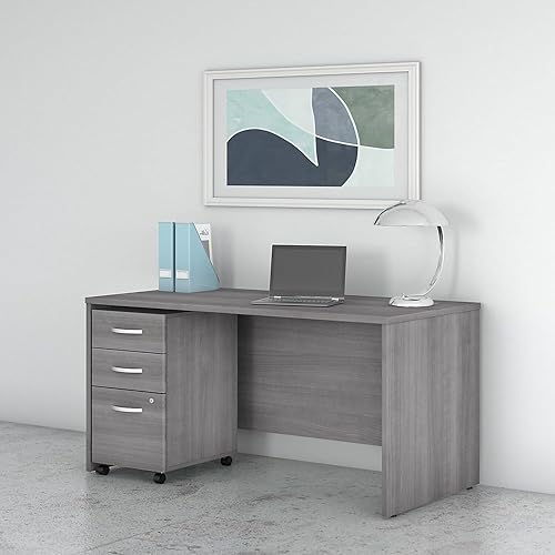 Miniatura 73 de Bush Business Muebles stc013sg Studio C computadora y archivo, 72" x 30," Storm Gray, Madera, Blanco Blanco,Negro Nuez (Black Walnut),Nogal