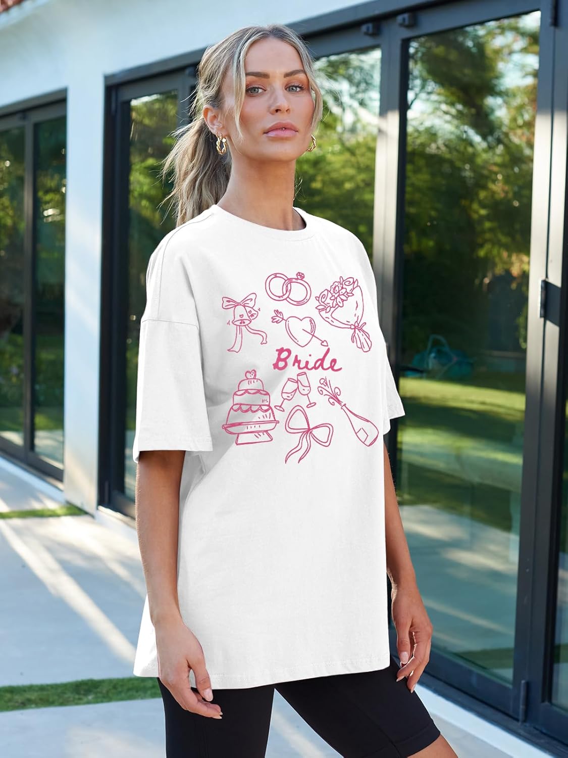 Bride Shirt Women Engaged Bridal Shower Tee Oversized Bride Squad Bridesmaid T-Shirt Bachelorette Wedding Party Tops - Image 6