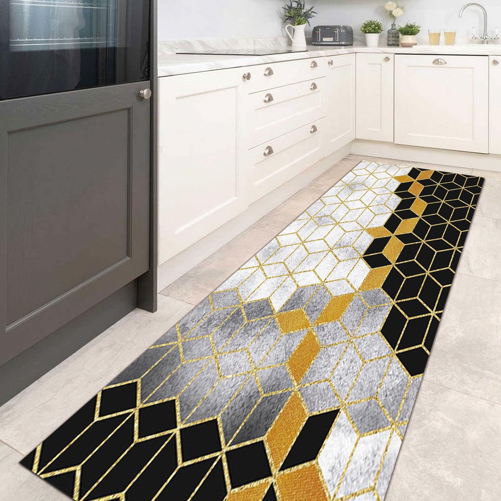 Gangloper Tapijt 150cm 2m 250cm 3m 350cm 4m 5m 6m Geometrisch Haltapijt Lopers Extra lang, Keuken Antislip Vloermatten Wasbare Smalle Tapijten voor Trappen Entree (Size : 100×300cm