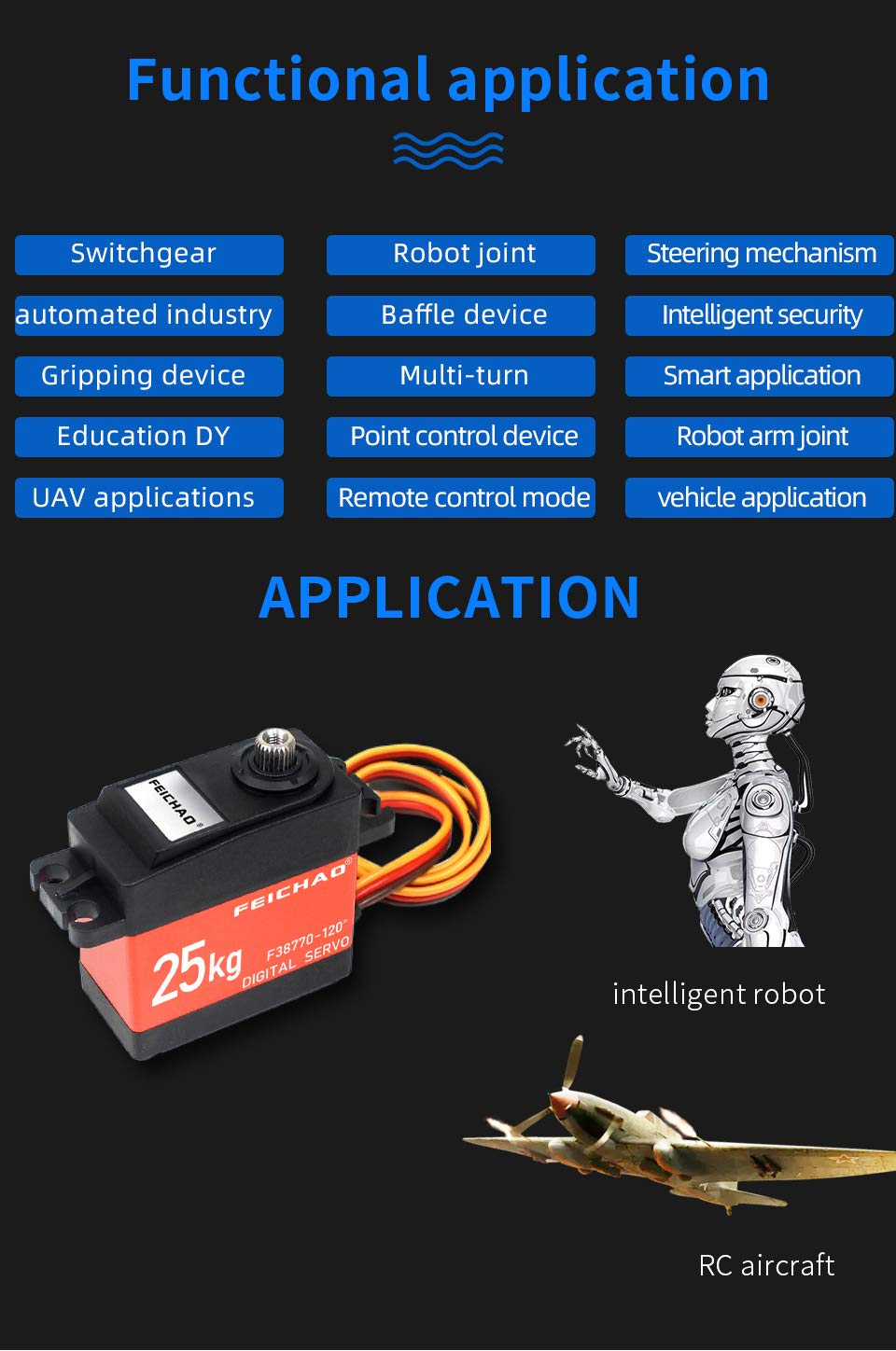 FEICHAO 25KG Servo Numérique 120 ° / 180 ° / 270 ° / 360