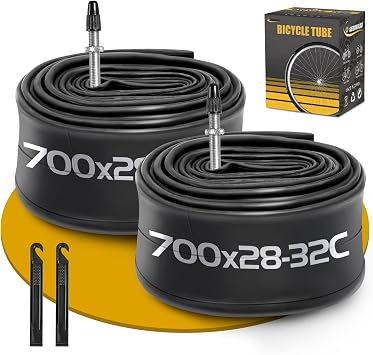 2 Pack 700 x 28-32C Road Bike Tubes, Bicycle Tube Compatible with 700 x 28C/29C/30C/31C/32C Bike Tire, Butyl Rubber Inner Tube with 2 Tire Levers for Road Bike