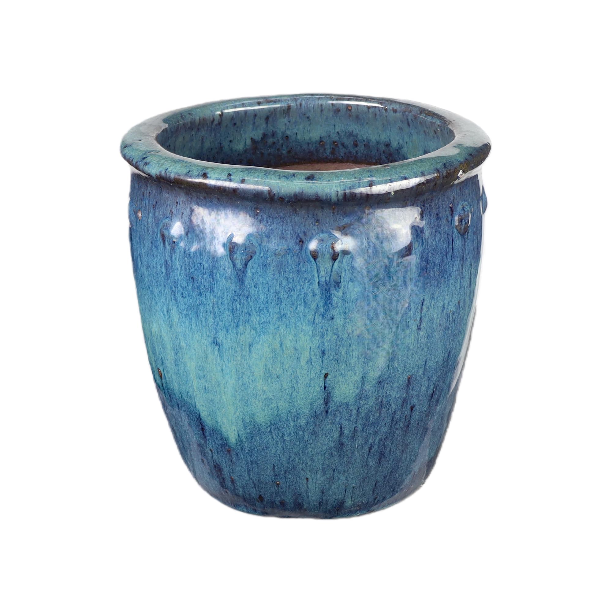 Steinzeug-Blumentopf/Pflanzkübel Bordo Grünblau Jade 27x28cm frostfest