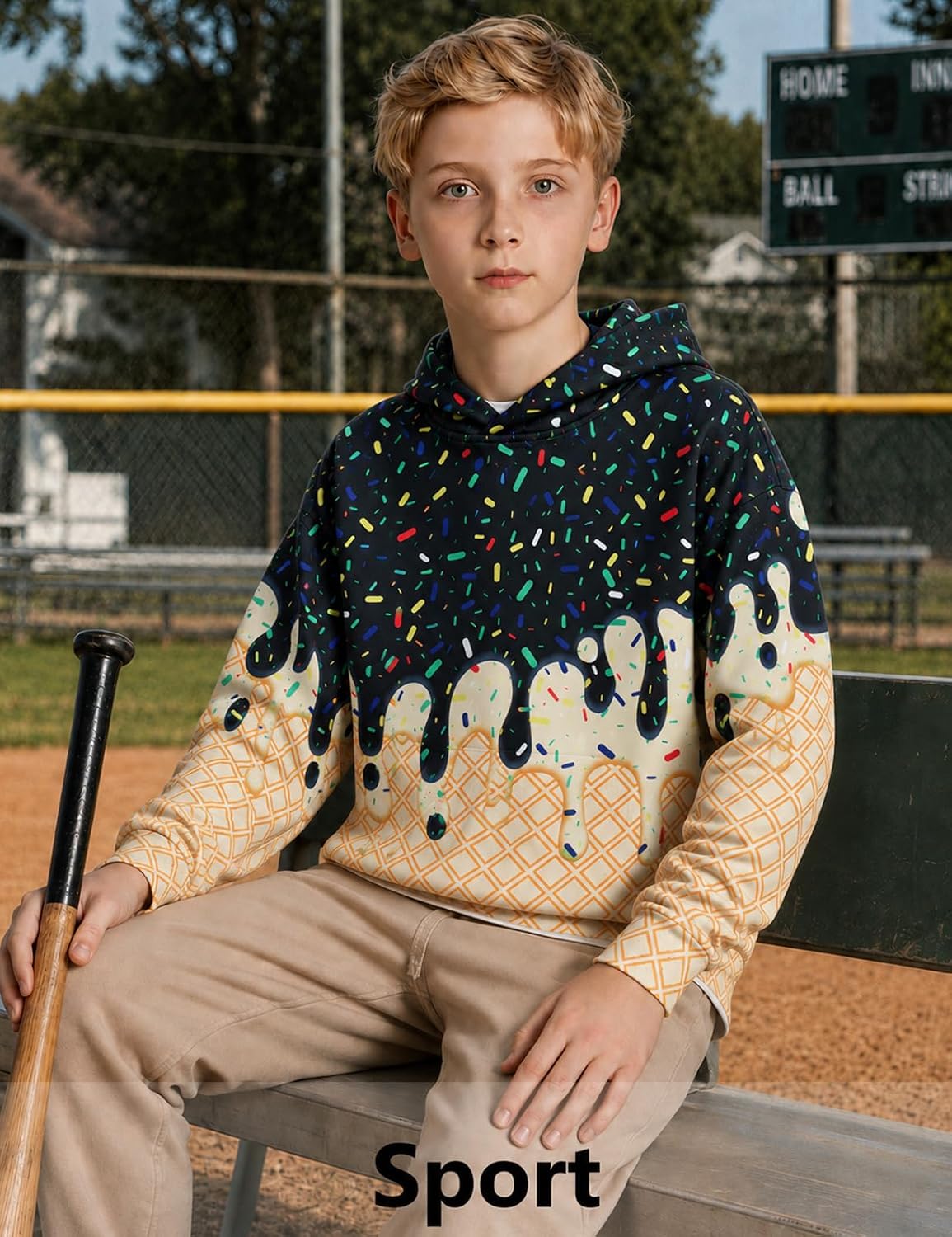 Move Dance Boys Hoodies Ice Cream Baseball Pullover Sweatshirts Size 5-14 image 4