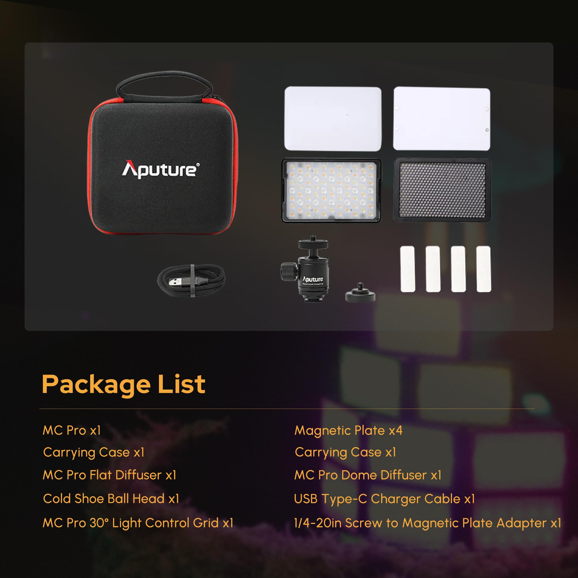 Aputure MC Pro RGBWW - Luce video per fotocamera, 5 W, alta luminosità, 1585 Lux a 0,5 m, attrazione magnetica regolabile 2000-10000 K e protezione IP65 per fotografia, videografo