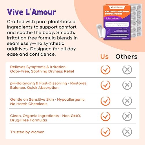 Miniatura 5 de Vive L'Amour Supositorios vaginales Alivia la vaginosis bacteriana (VB) olor a pescado, picazón, secreción anormal Fórmula natural a base de