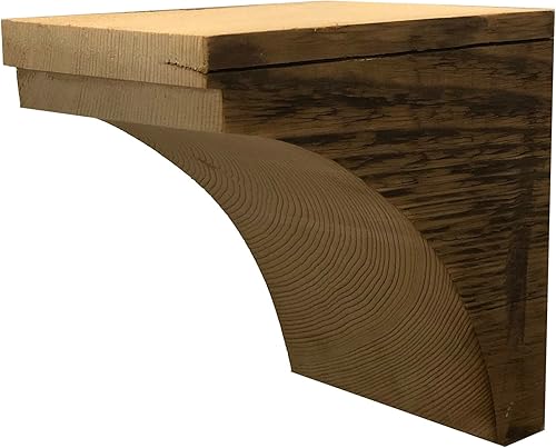 Miniatura 11 de Modern Timber Craft Ménsulas decorativas arqueadas de madera de granero recuperada de 3 x 8 x 6 pulgadas Juego de 2 ménsulas rústicas para chimenea