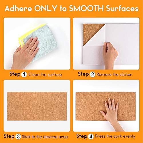 Miniatura 5 de TUPARKA Paquete de 6 tableros de anuncios de pared de 17 x 8 pulgadas - 14 pulgadas autoadhesivos para pared con 100 pines de empuje tablones de