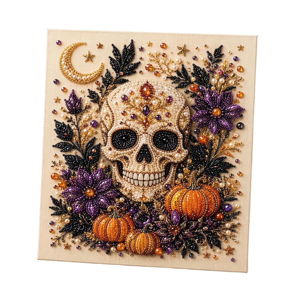Halloween DIY Pearl Gem Paintings Picture Arts Craft with Frame 7.87x7.87in โ image 1