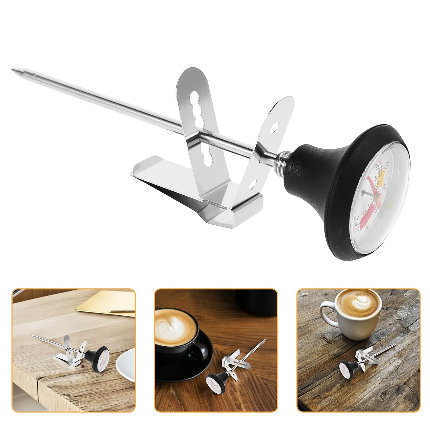 Stainless Steel Coffee Brewing Thermometer with Clip for Milk Frothing