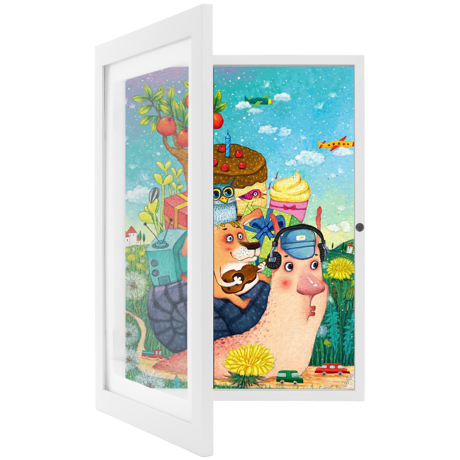 Kids Art Frames, Kids Artwork Frames Changeable Front Opening Holds 50, A4 Picture Display Frame with Storage 8.3x11.7, Children Art Wall Picture Frames (White)