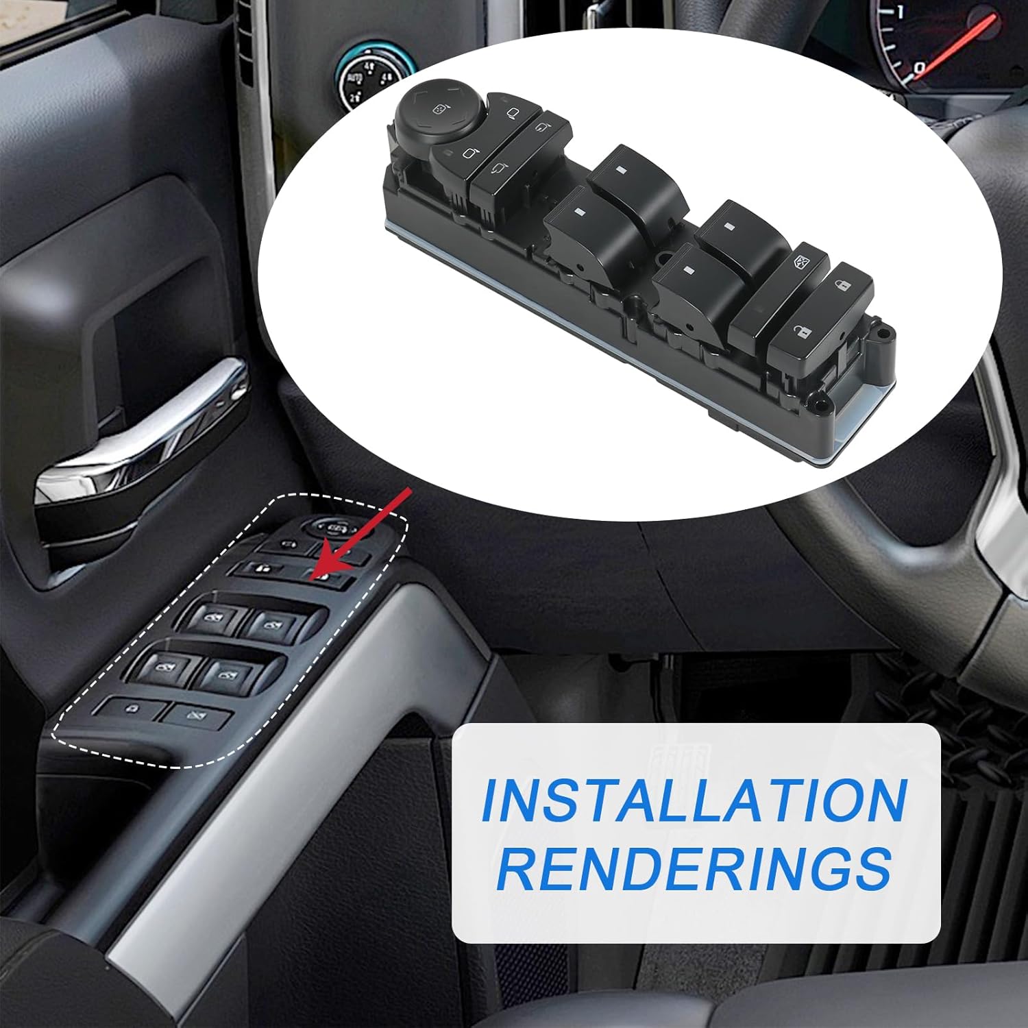 20835553 Power Window Switch Mirror and Door Lock Switch Replacement for Avalanche Silverado Suburban Tahoe, Sierra Yukon 2007-2014, Replace 15906881 15093440