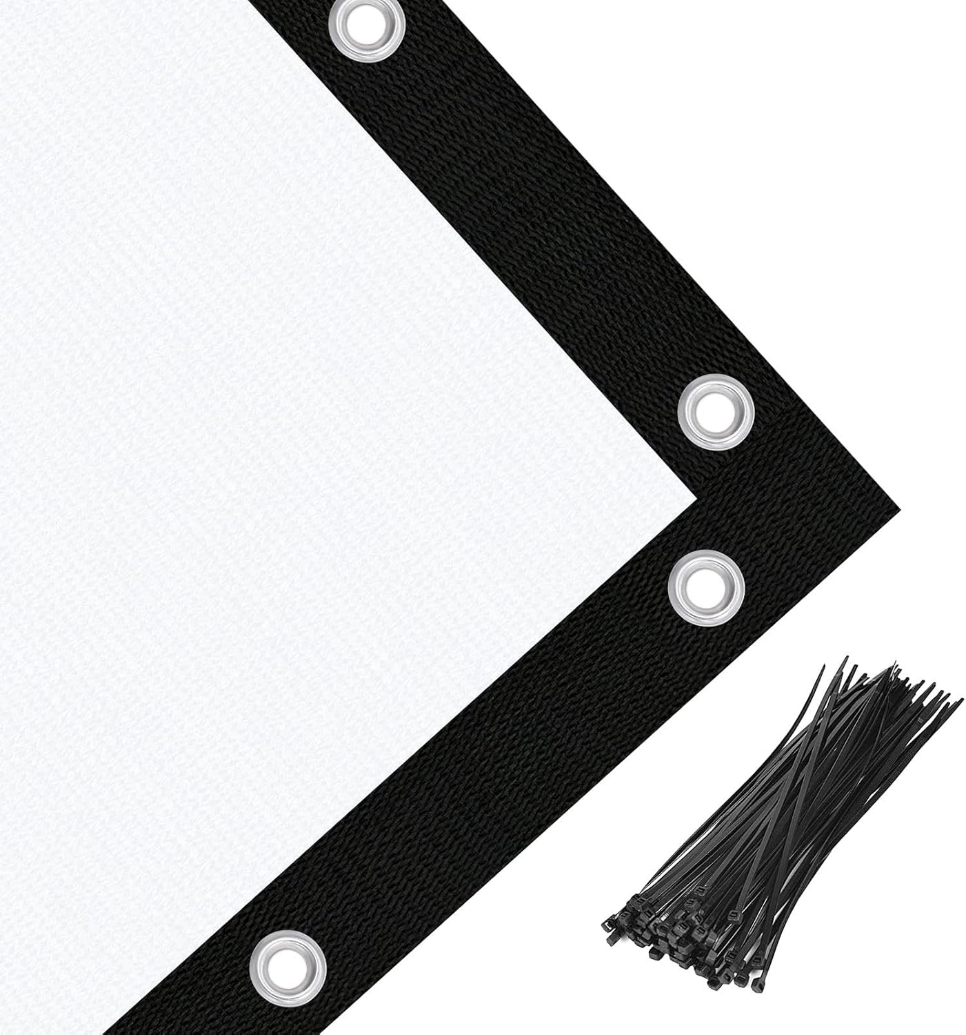 Amagenix 90% Pergola Shade Cover 4' X 4' White Sun Shade Cloth with Grommets GN02 for Outdoor Garden Patio Porch, Commercial Grade 200 GSM - Cable Zip Ties Included (We Customized)