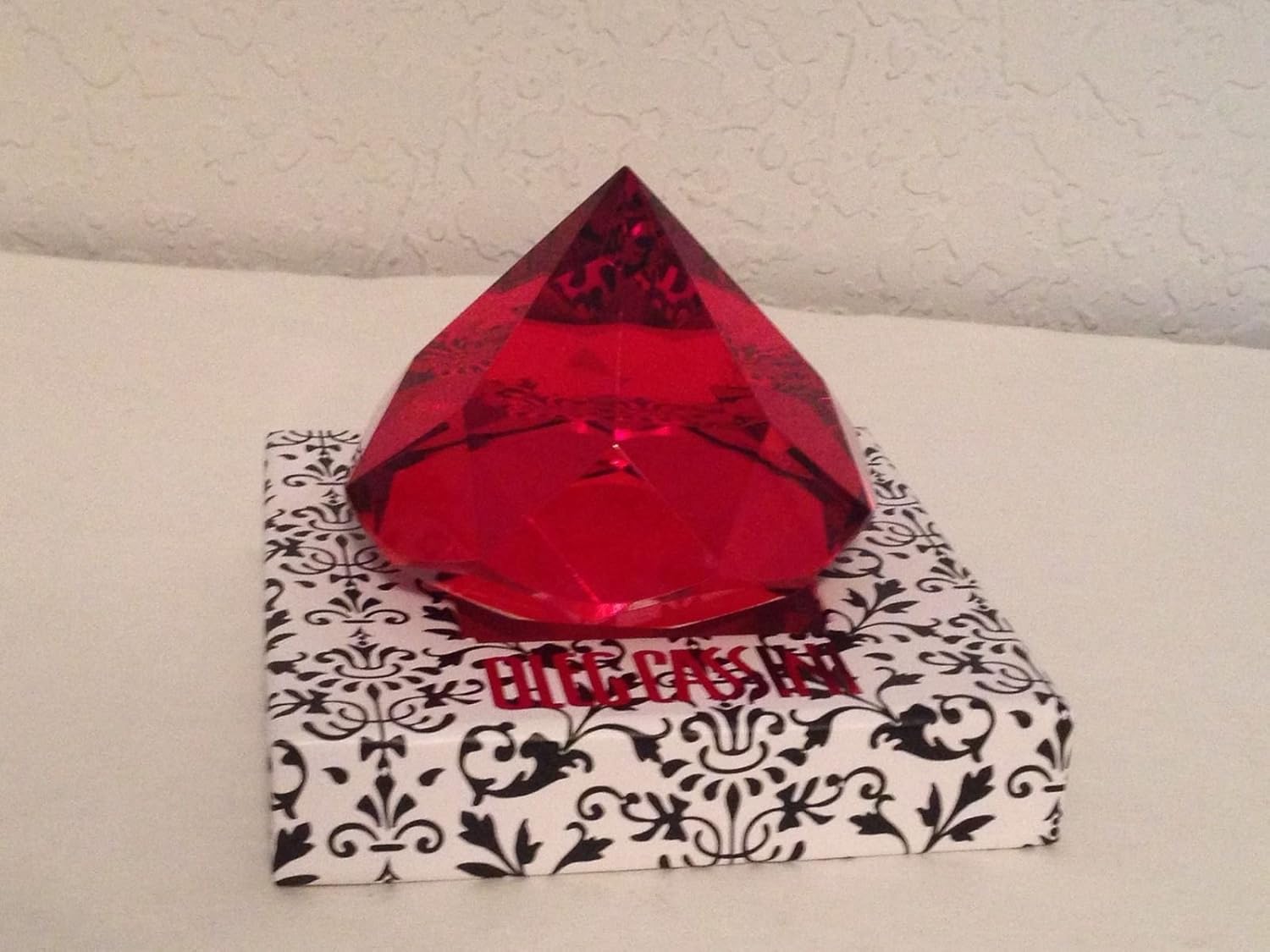 Oleg Cassini Crystal Diamond Red Emerald Paperweight