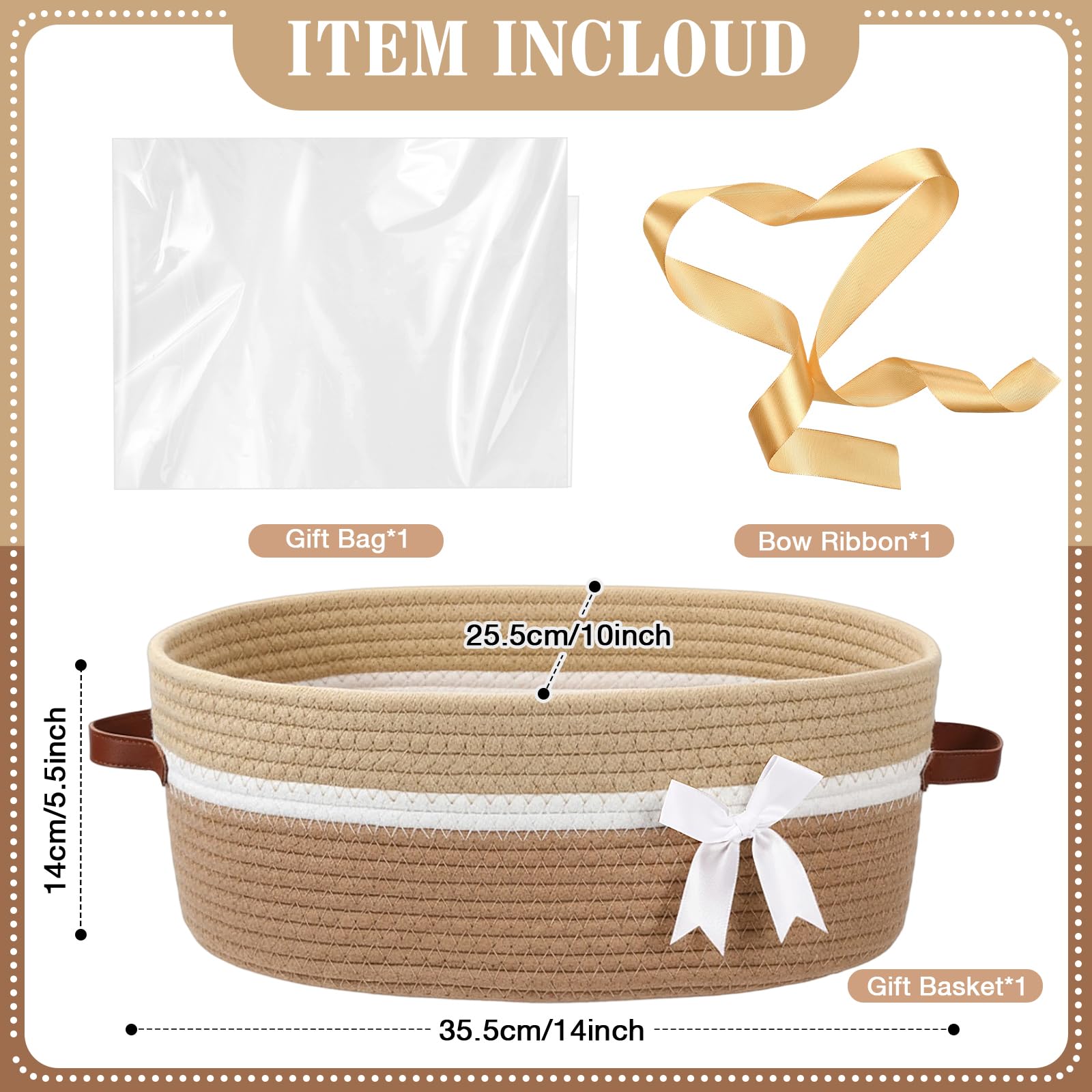 Colingmill 2026 Graduation Large Woven Basket for Gifts Empty Set with Gift Bags and Ribbon Gift Baskets and Wrapping Set Storage 14"x 10"x 5.5" Decorative Box for Class of 2026 Graduation(Yellow)