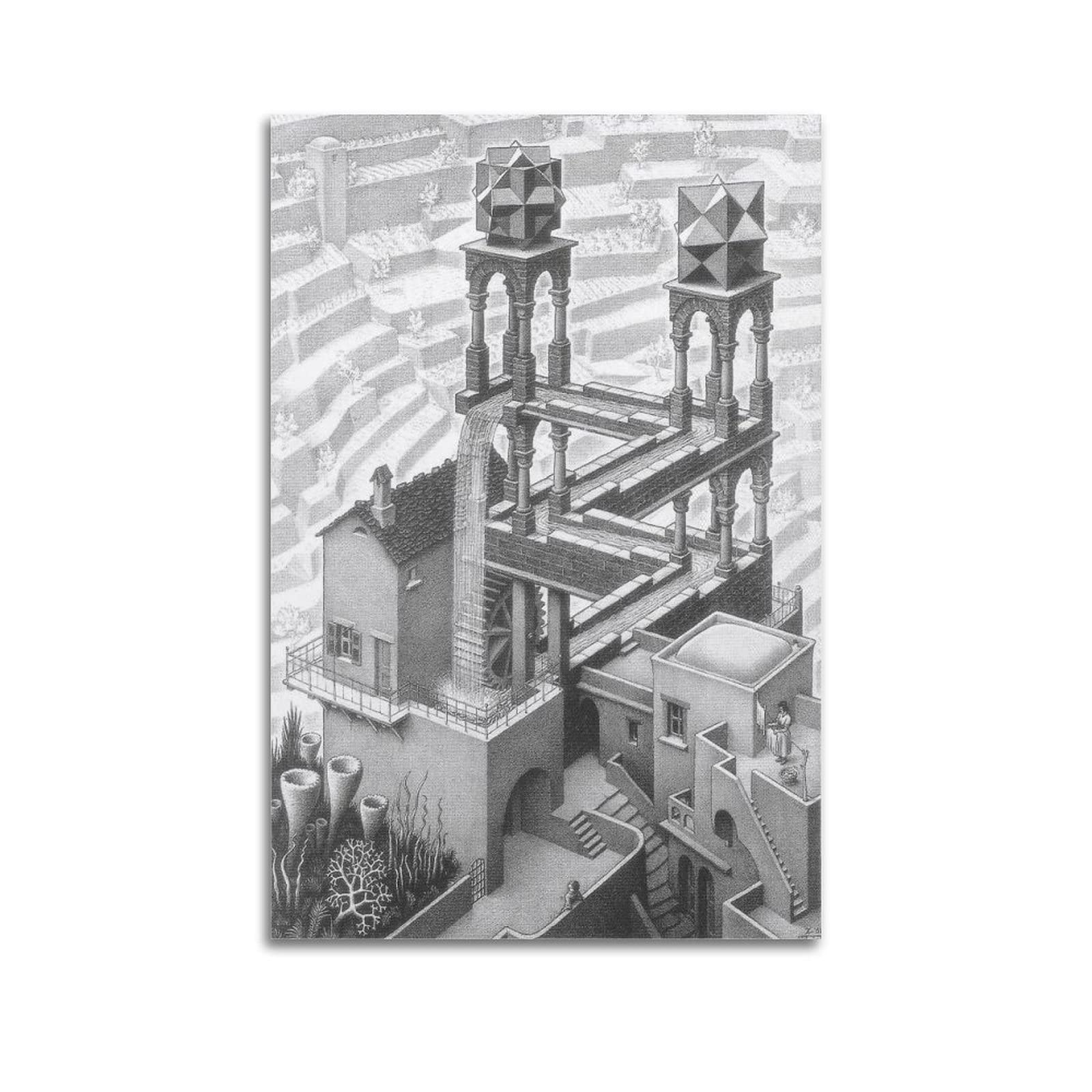 JAHER M.C. Escher Paintings Artworks - (The Palace) Posters Gifts Canvas Painting Wall Art Decorative Picture Prints Modern Decor 12x18inch(30x45cm)