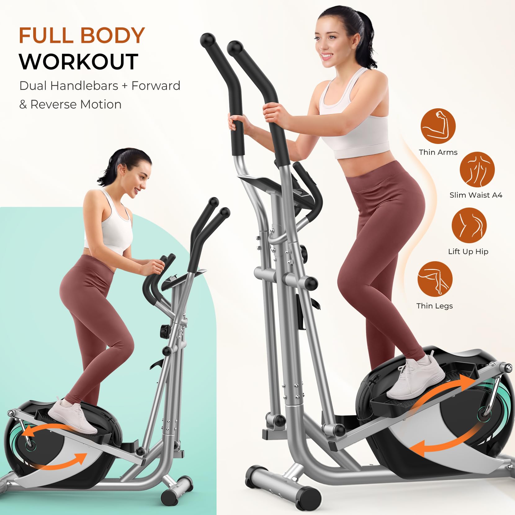 Dripex Crosstrainer, Ellipsentrainer für Zuhause mit 16 Widerstandsstufen, leiser und sanfter magnetischer Crosstrainer mit 6 kg Schwungrad, LCD-Monitor und Pulsmessung