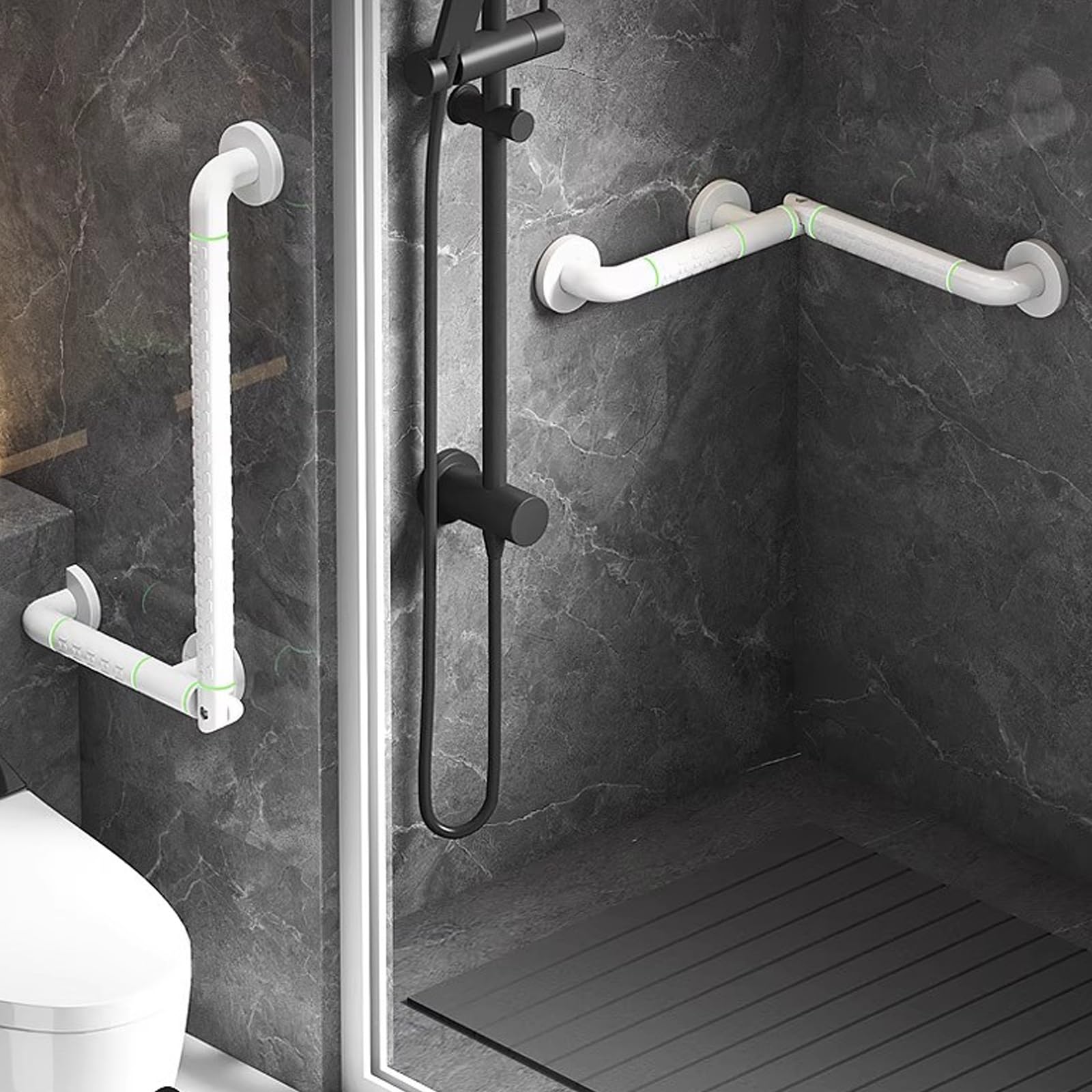 Maniglione di Sicurezza per Bagno, Barre per Doccia per Anziani, Antiscivolo per WC, per Anziani, Bambini e Persone con disabilità (Bianco, 58x58 cm/23x23 Pollici)