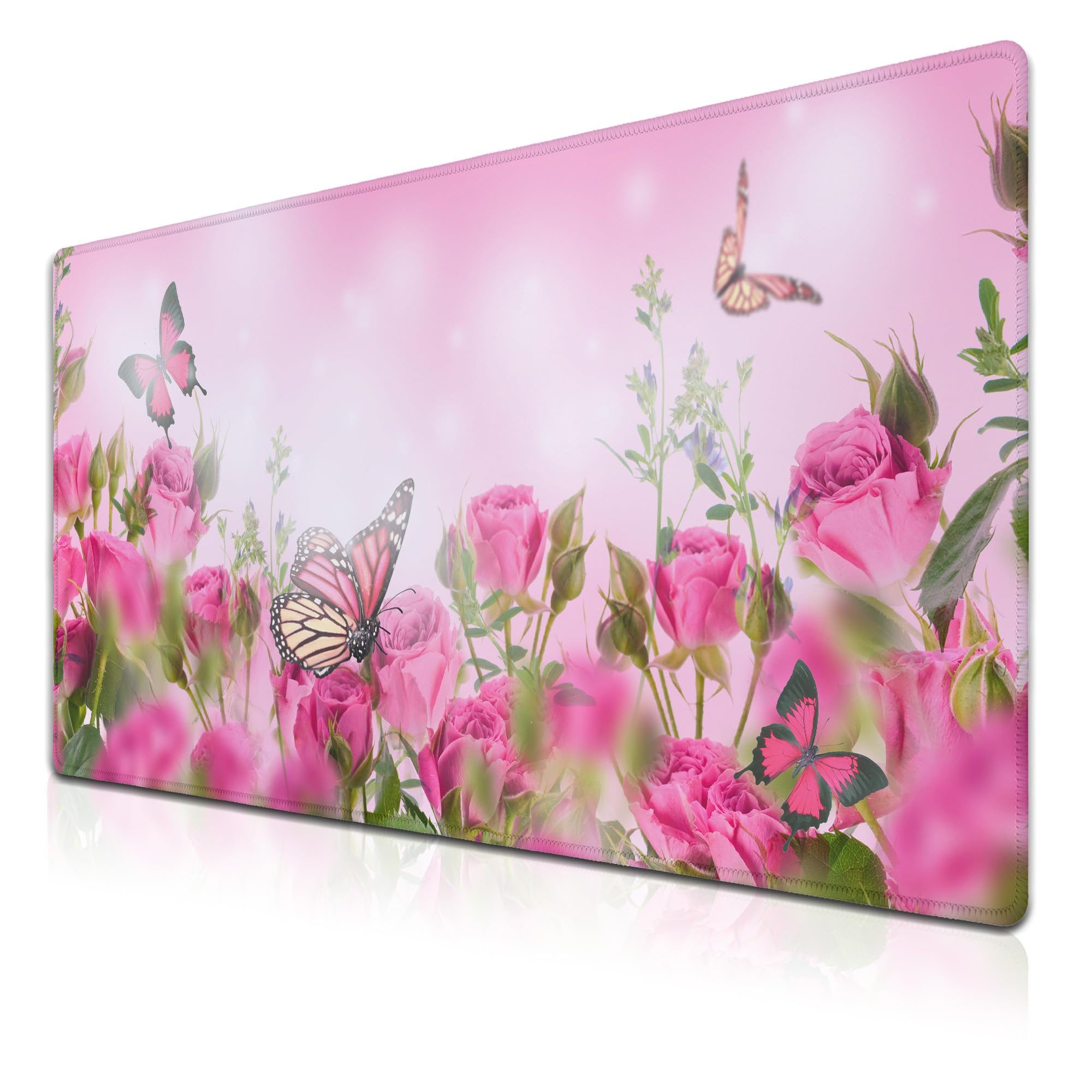 Samgula Computer Desk Mat Pink, Large Gaming Mouse Pads Desk Pad for Women Big Mouse Pad, Chic Office Desk Accessories Non-Slip Rubber Base, 35.4 X