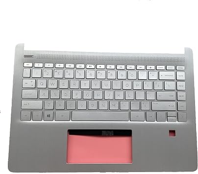 Replacement for 14T-DQ 14s-dq 14s-dr 14Z-FQ 14s-fq 14-dq Laptop Upper Case Palmrest with Fingerprint Hole Backlit Keyboard Assembly Part L61507-001 Sliver