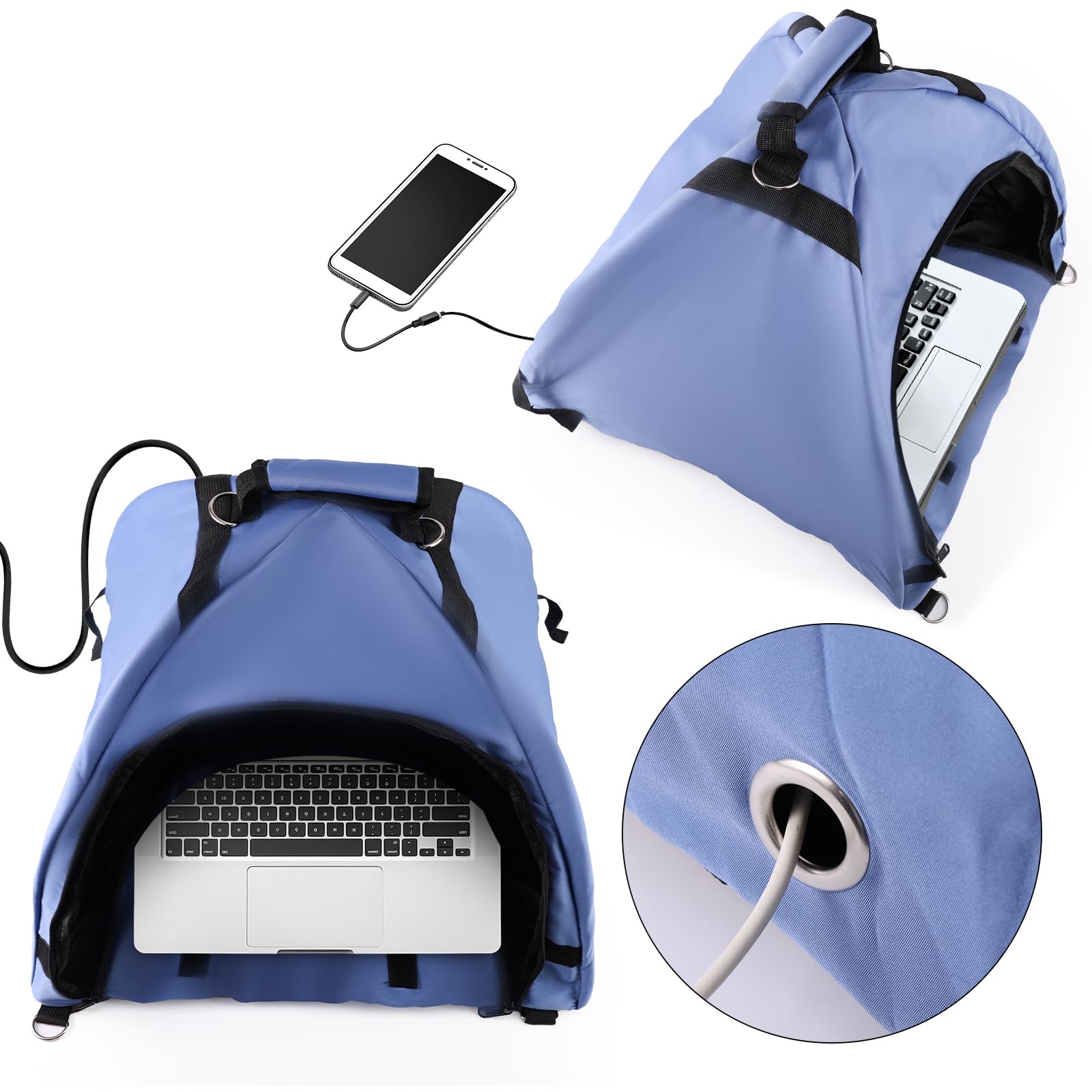 Lyreh Tenda Laptop, Parasole Laptop Tessuto Impermeabile Tent Computer per Lavorare All'Esterno Protezione Antiriflesso Riflettente Calore Tenda Sole Borsa Convertibile per Esterni