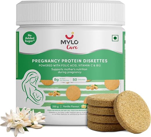 Mylo Care Pregnancy Protein Diskettes | High Protein Snack for Pregnant Women | Supports Baby Growth, Placenta Development...
