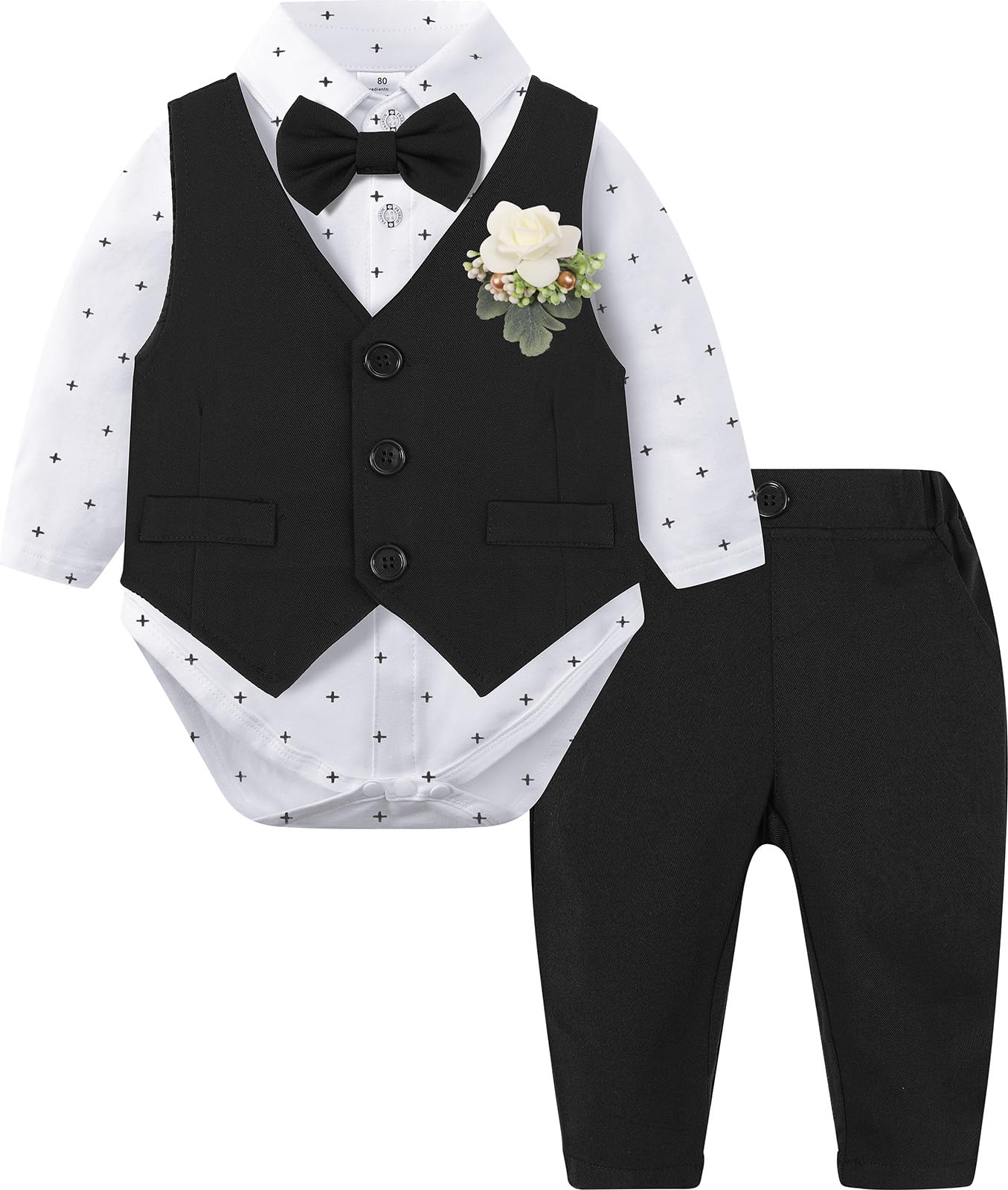 Formelle Kleidung für Babyjungen 3PCS Neugeborene Smoking-Body Weste Hose