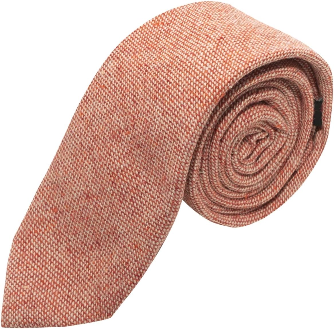 King & Priory Highland Weave Stonewashed Brick Red Necktie