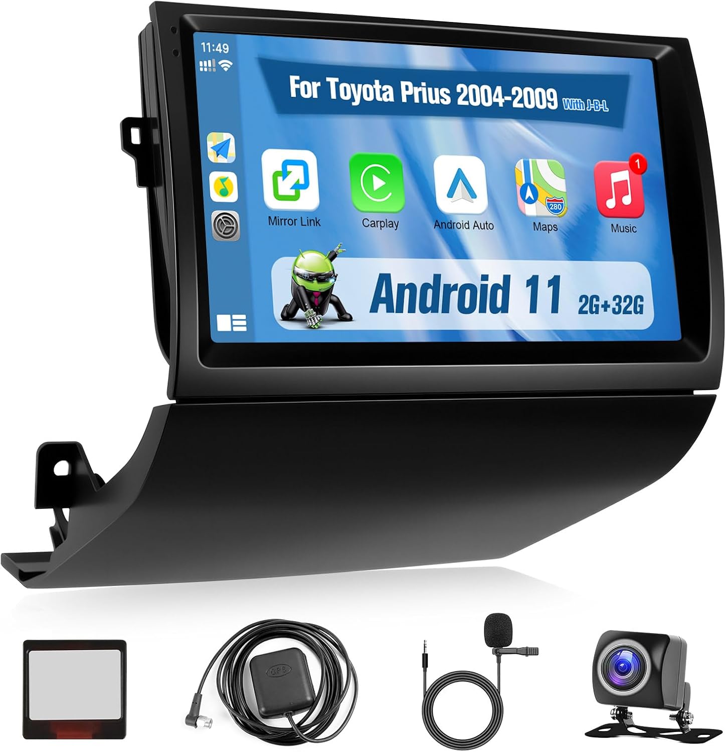 Car Stereo Radio for Toyota Prius 2004-2009 - Support J-B-L, 9 Inch IPS Touch Screen for Toyota Prius with Wireless Carplay Android Auto In-dash GPS WiFi Bluetooth FM SWC MIC + CANBUS +Camera