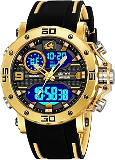 CARLIEN Men's Multifunction Colorful Military Sports Analog Digital Watch