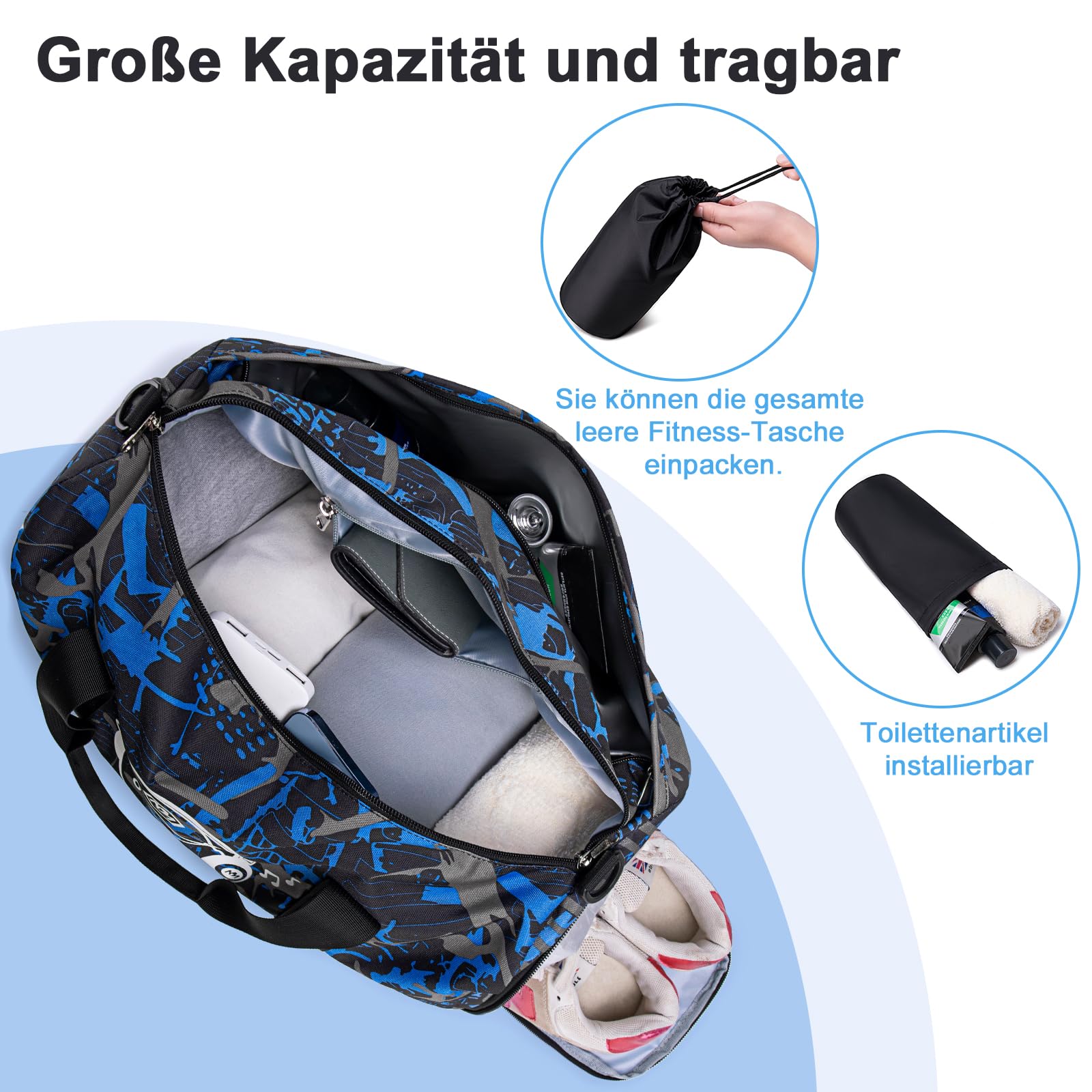 Borsa sportiva per bambini, borsa da nuoto per ragazzi e ragazze con scomparto per scarpe e scomparto per oggetti bagnati, borsa da bagno per adolescenti, piccola borsa da viaggio, borsa fitness