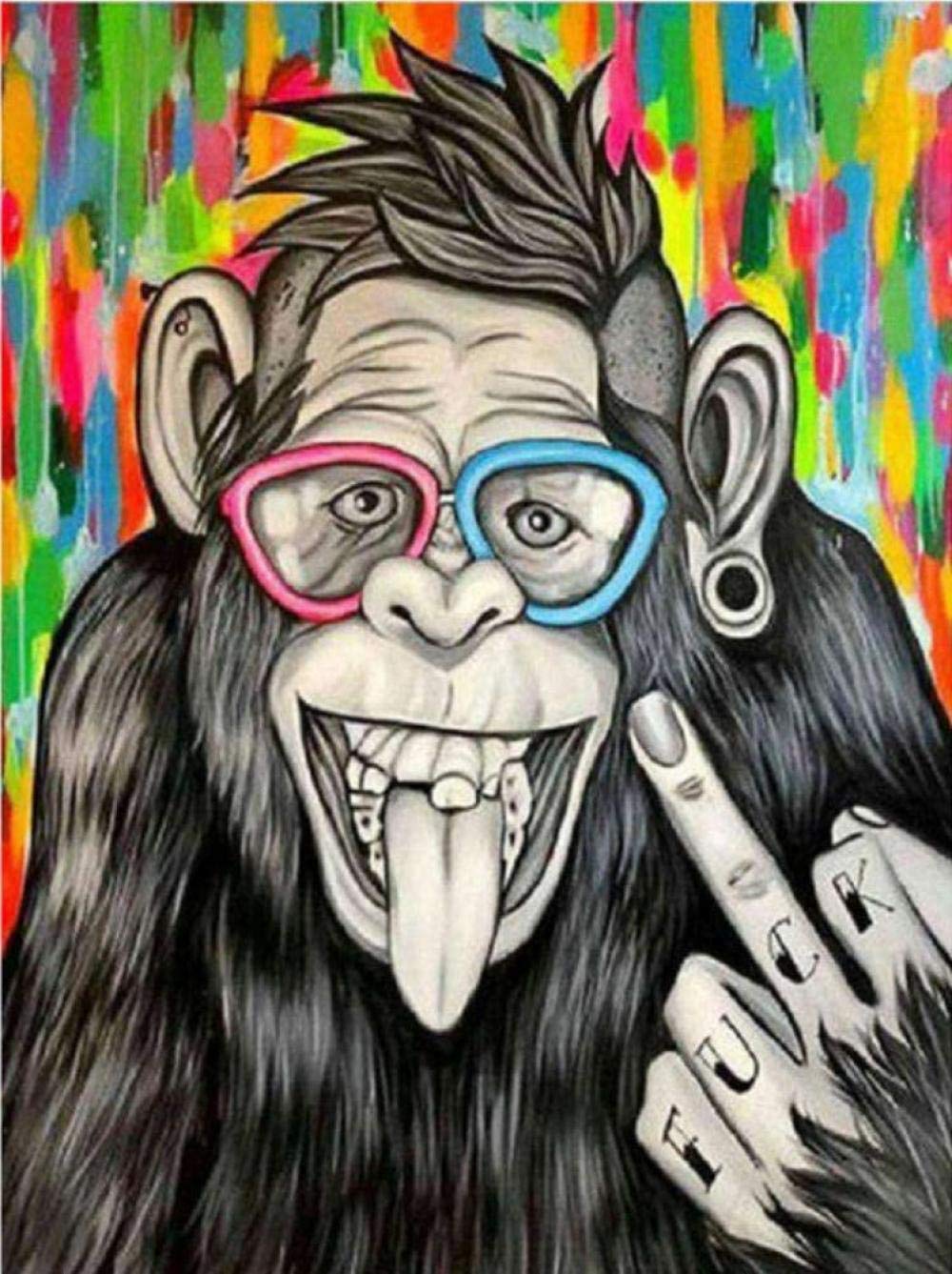 Amazon Co Jp 子供のダイヤモンド塗装キットダイヤモンド刺繍面白い猿ダイヤモンド塗装クロスステッチスクエアラインストーンモザイク家の装飾40 50cm ホビー